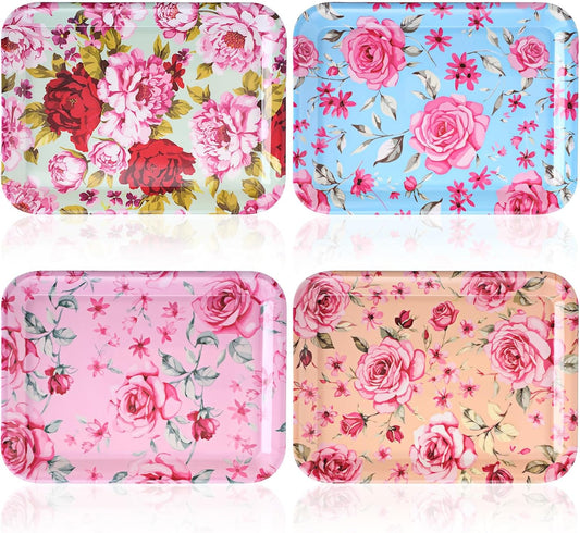 4 Pcs Valentine's Day Serving Tray 13 x 10 Inch Heart Reusable Serving Platter Melamine Dessert Plate Dish for Valentine's Day Party Decorations Supplies
