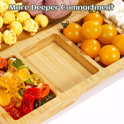 Charcuterie Boards Gift Set | Bamboo Cheese Board with Tongs and Spoons