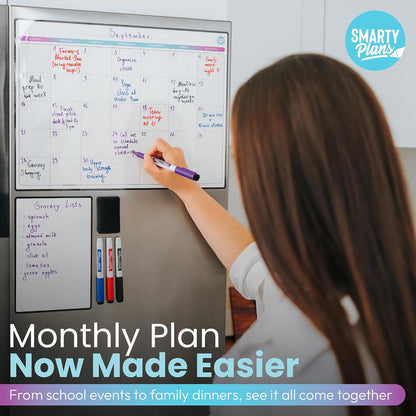 Dry Erase Weekly Extra Thick Magnetic Calendar for Refrigerator: 17x13 Two Week Planner and 6x9 White Board, 4 Fine Tip Markers and Eraser. Stain Resistant. Shipped Flat. (Weekly Planner)