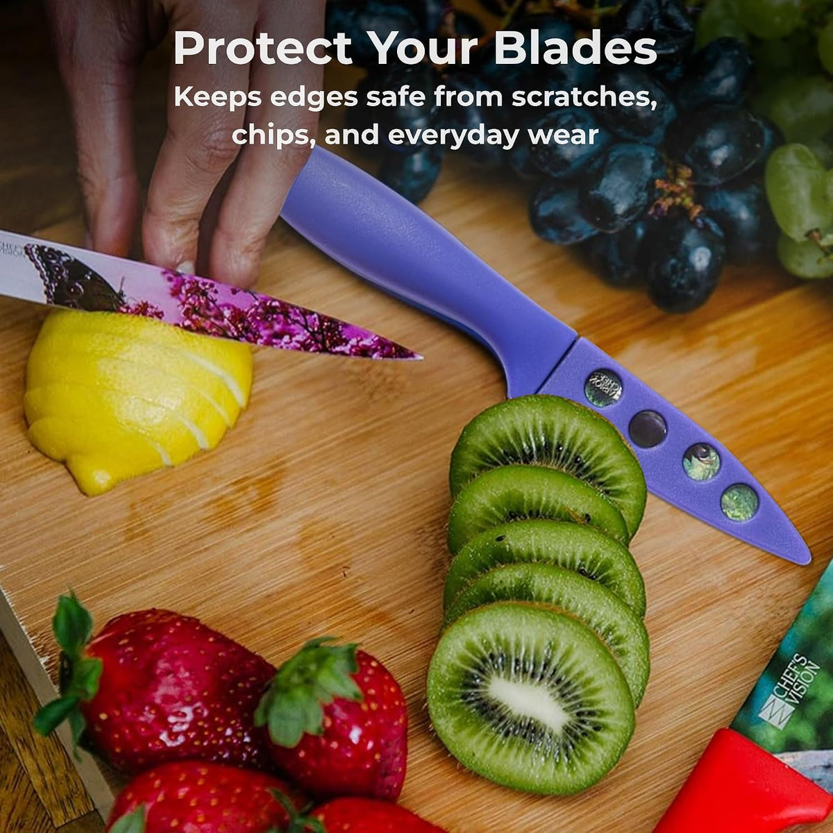 CHEF'S VISION Landscape BladeKeepers, 6 Color-Matched Knife Blade Covers