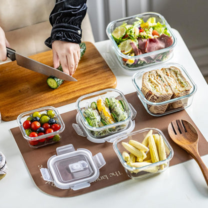 Airtight Glass Food Storage Containers with Lids (4-Piece Set) - Leakproof BPA-Free Glass Containers for Soup, Leftovers, Meal Prep, Office Lunch - Microwave, Dishwasher & Freezer Safe