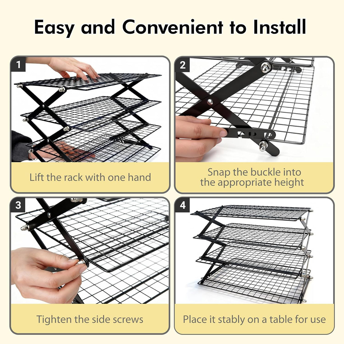 4 Tier Collapsible Cooling Rack for Baking, Adjustable cooling Rack