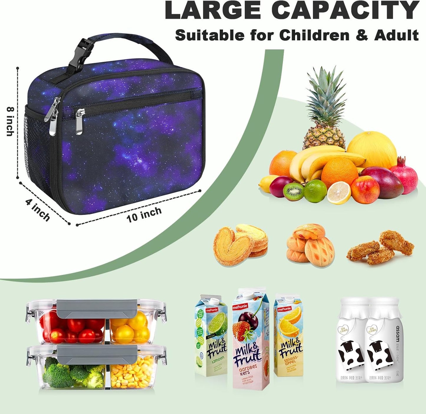Kids Lunch Box for Boys Girls Lunch Bag Insulated Durable Lunchbox Children Lunch Tote Bag for School Black