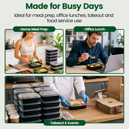 Meal Prep Containers 24oz-100 Pack (200-Piece) Reusable Food Storage Containers with Lids Microwave, Freezer, Dishwasher Safe - Leakproof & BPA Free Durable Plastic Bento Box for To Go Take Out