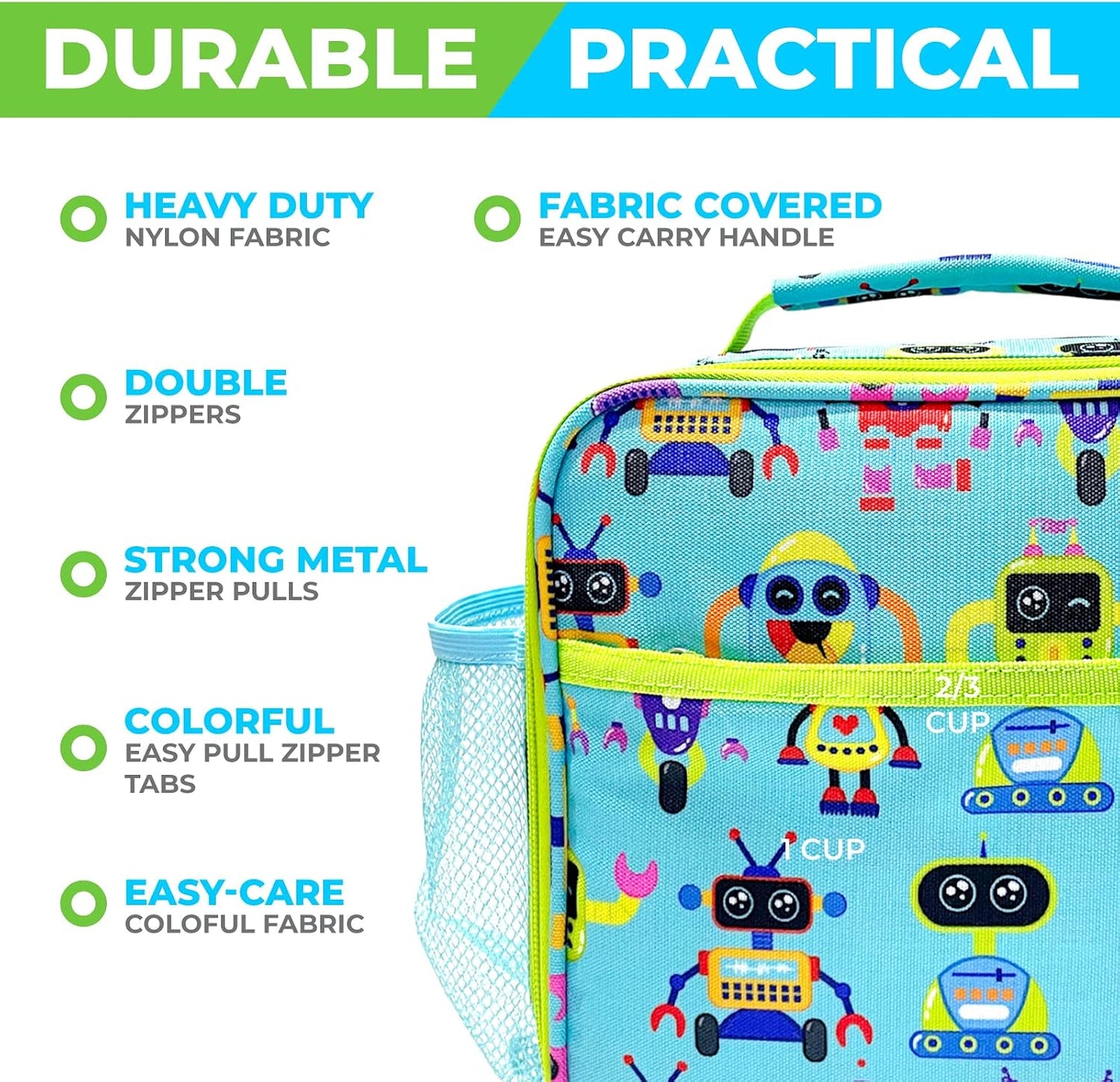 Kids Lunch Box - Bento Box for Boys Toddler Daycare, 4 Portion Sections with Lid, Snack Container Pre-School Kid Lunches Toddlers Removable Tray BPA Free, 3+ Years Old, Blue Rocket Dinosaur