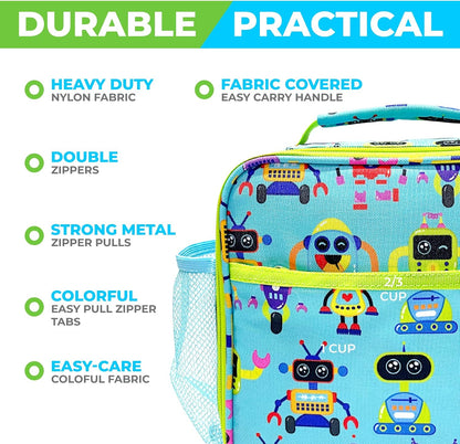 Kids Lunch Box - Bento Box for Boys Toddler Daycare, 4 Portion Sections with Lid, Snack Container Pre-School Kid Lunches Toddlers Removable Tray BPA Free, 3+ Years Old, Blue Rocket Dinosaur