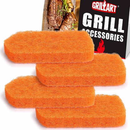 GRILLART Griddle Cleaning Kit for Blackstone, Flat Top Grill Cleaning Kit with Grill Stone, Griddle Scraper, Scouring Pad and Handles, Multifunctional Griddle Accessories for Rusty Grills, Orange