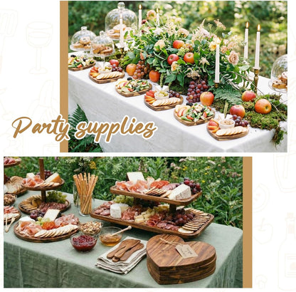 Nuenen 50 Pcs Mini Wooden Charcuterie Board Bulk, Small Wood Cutting Board for Crafts Laser Engraving with Knives Organza Bags Wedding Baby Shower Favors Gift (Square,Bamboo Color)