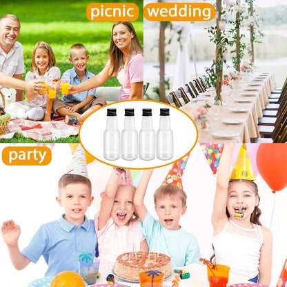 1.7oz Mini Liquor Bottles,50ml Plastic Spirit Alcohol Bottle with Black Cap,Miniature Sauce Bottles with 10 Funnels for Weddings,Party Supplies