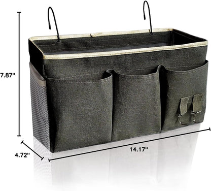 Bedside Caddy/Hanging basket Storage Organizer Bag for Bunk and Hospital Beds,College Dorm Bed，Can be Placed Glasses Books Mobile Phones (Grey 1)