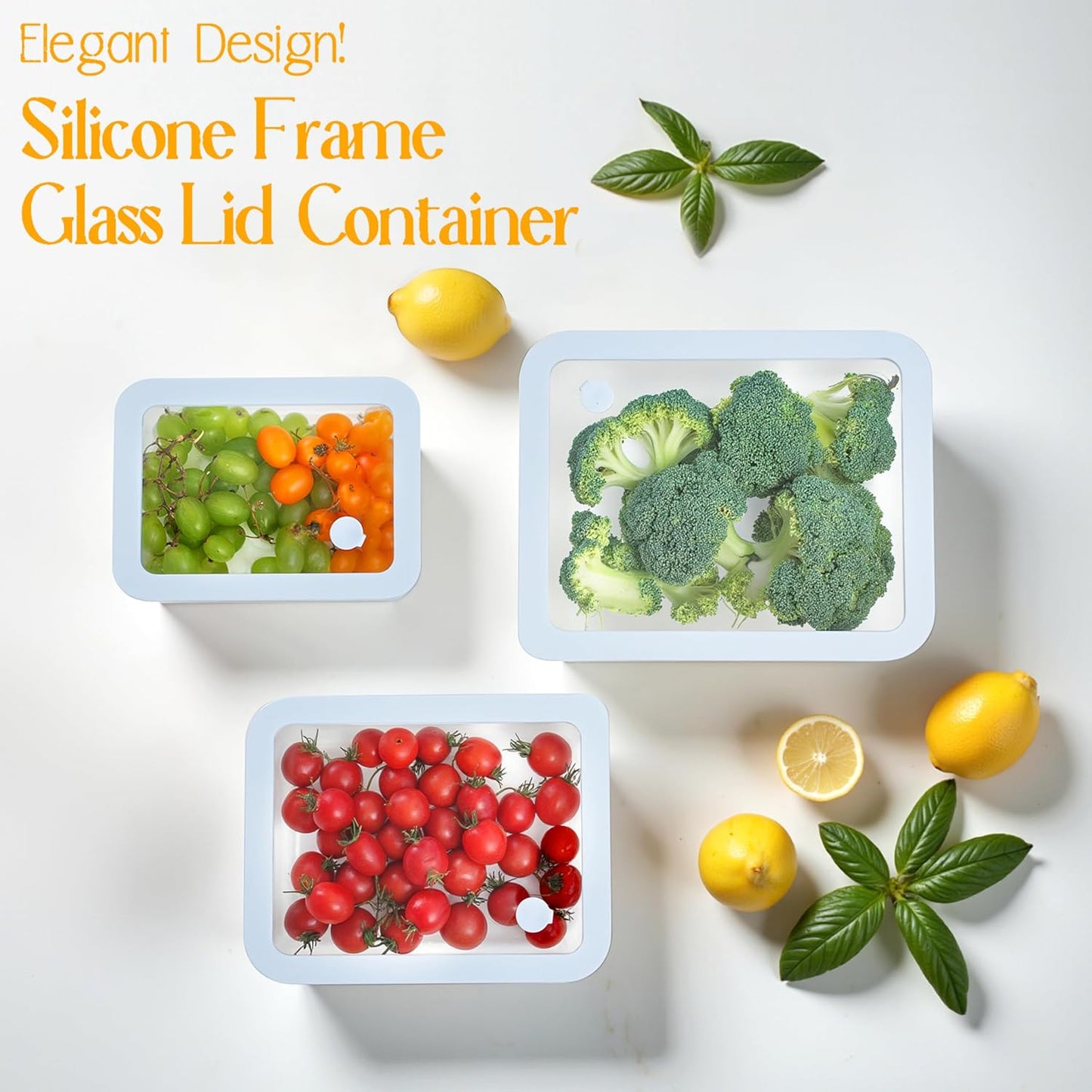 Urban Green Glass Food Container Set with Glass Lid, 5 Pack, Meal Prep Containers with Silicone Framed Airtight Lid, Leakproof, 100% Plastic Free