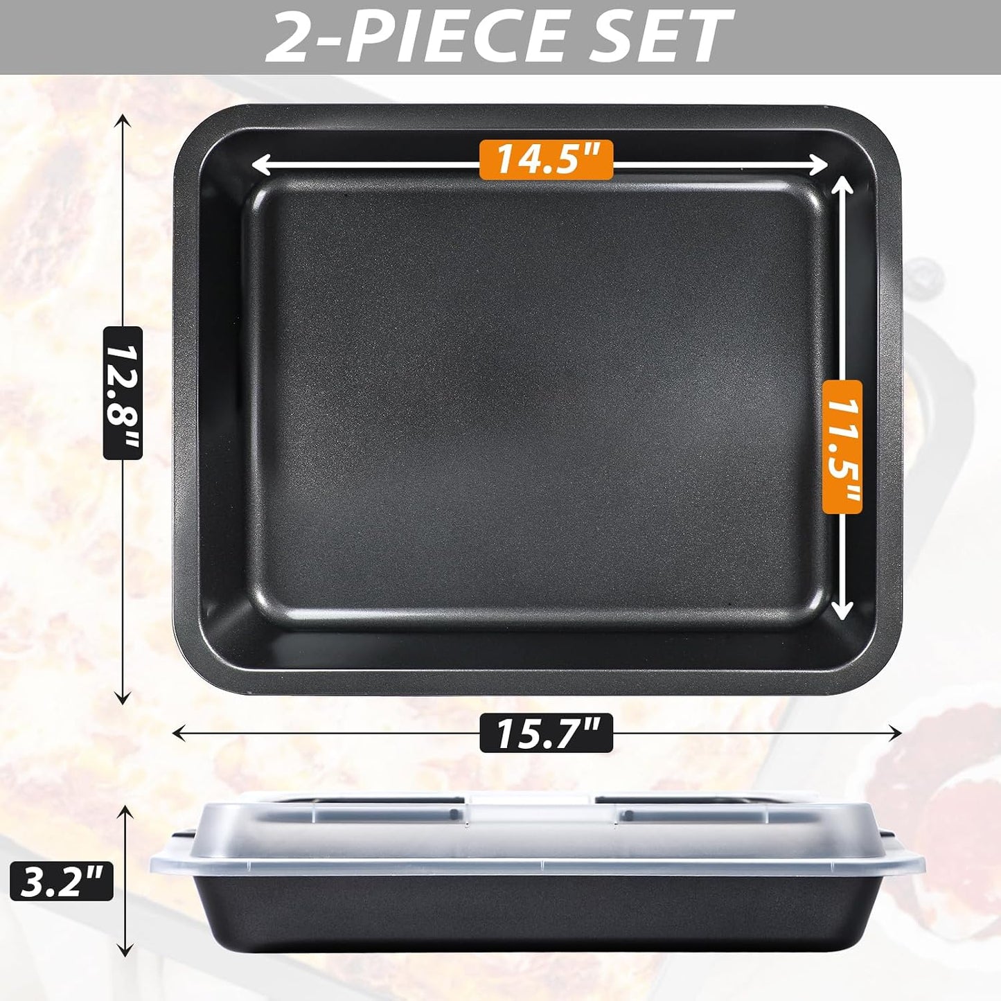 Webake 9x13 Inch Baking Pan with Lid and Handle, Non-Stick Cake Pan 2-Piece Set Rectangle Cake Carrier for Transport & Serve