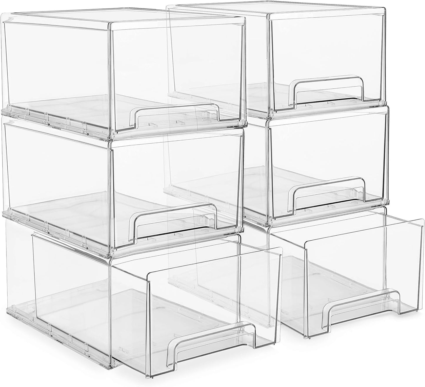 Sorbus Plastic Storage Bins Stackable Clear Pantry Organizer Box Bin for Organizing Kitchen Fridge, Food, Snack Pantry, Fruit, Vegetables, Bathroom, Wide & Narrow Deep (4 Pack)
