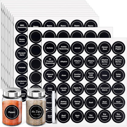 Segarty Food Label Stickers, 300 Pcs Blank Expiration Date Stickers to Write On, with 1 Black Pen, Waterproof Removable Freezer Labels for Glass Spice Jars, Canister, Food Container