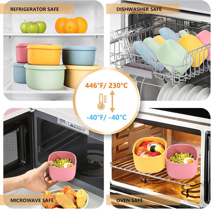 4 Pcs Silicone Food Storage Containers with Lids，BPA Free Reusable Silicone Storage Containers for Food Freezer Containers Freezer Dishwasher Safe (33.8oz, 20oz, 10oz, 6.7oz)