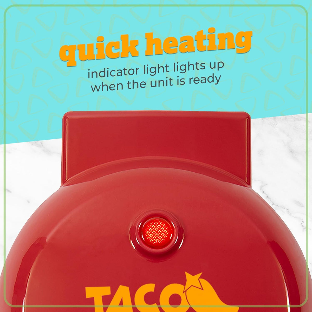 Taco Tuesday Deluxe 8-Inch 6-Wedge Electric Quesadilla Maker with Extra Stuffing Latch, Red