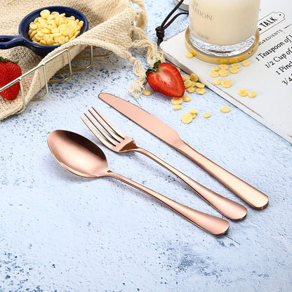 Portable Travel Utensils Set, 18/8 Stainless Steel 3 PCS Cutlery Set Including Knife Fork and Spoon, Reusable Travel Silverware Set with Case for Lunch Box Camping School Office