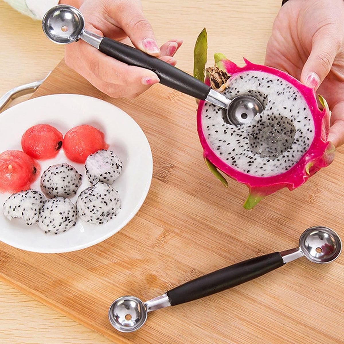 Double Headed Melon Baller, Stainless Steel Melon Baller Scoop