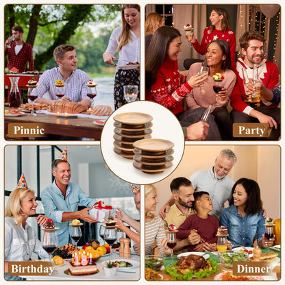 10 Pack Acacia Wood Wine Glass Charcuterie Topper Gift Set Mini Wooden Charcuterie Board for Wine Toppers Mug Cover Cup Lids Small Bamboo Appetizer Plates Glass Coaster Accessories Drink Covers