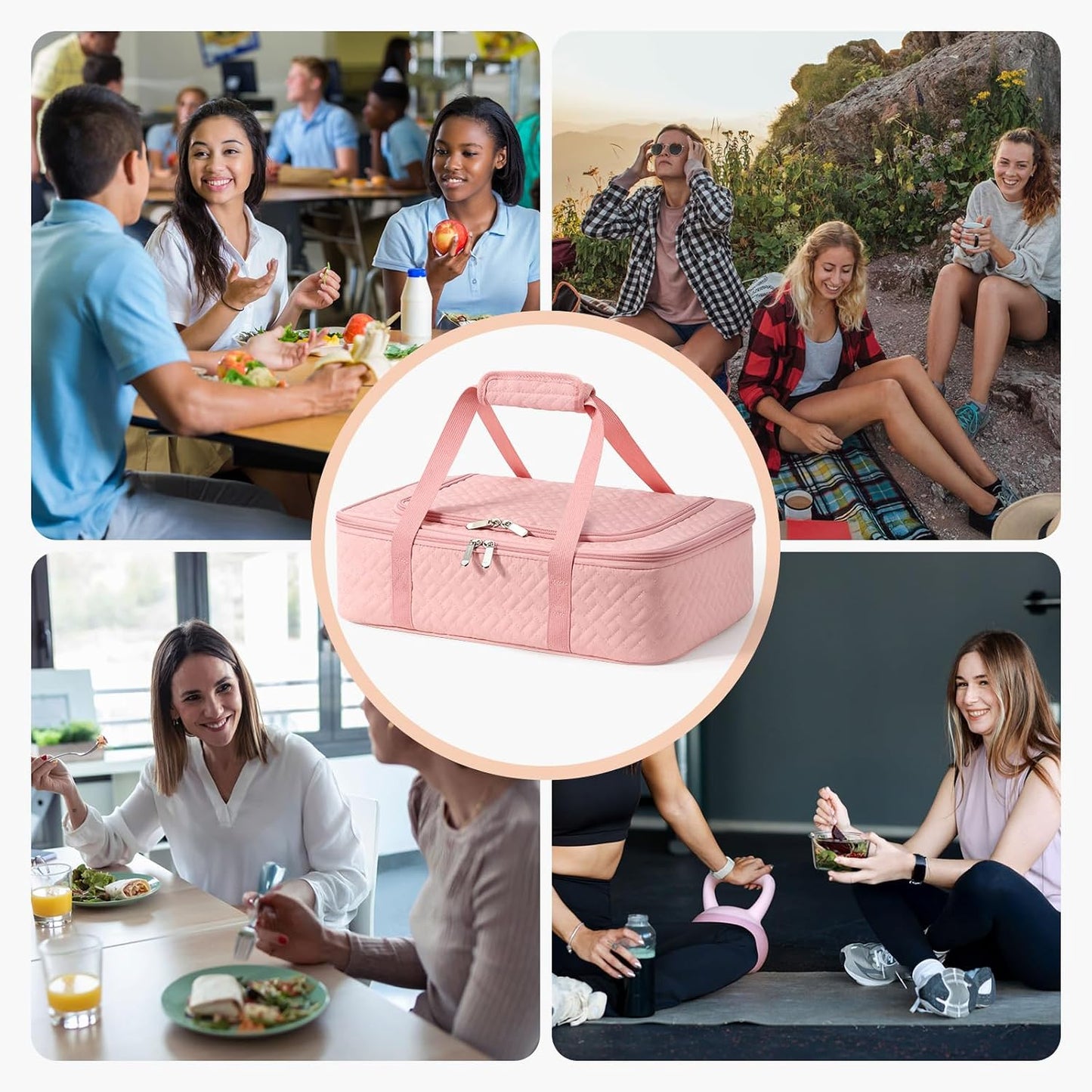 Insulated Casserole Carrier - Portable Casserole Carrier for Hot or Cold Food, Lasagna Holder for Parties,Picnic,Cookouts,Traveling - Fits 9" x 13" Baking Dish (Beige)