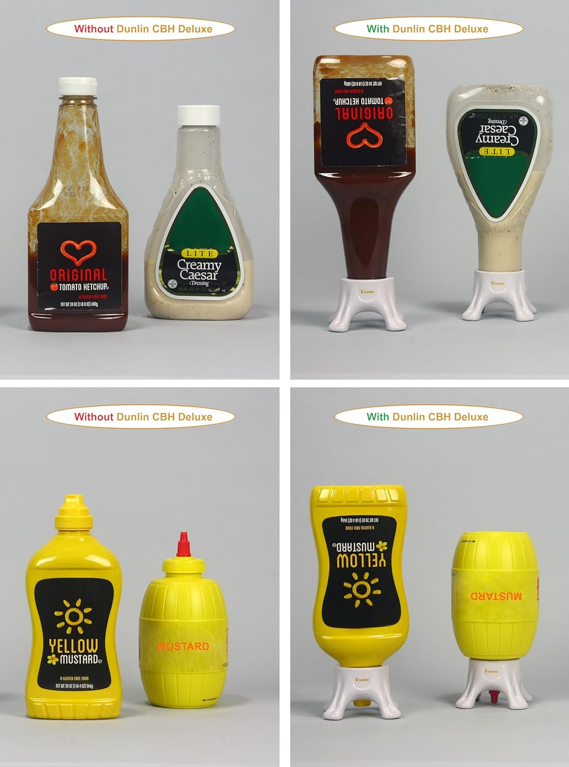 Dunlin - Condiment Bottle Holder (CBH) Deluxe - 1 Small (CBH 500) and 1 Large (CBH 1000), Matte Black - Upside Down Bottle Emptying Holders