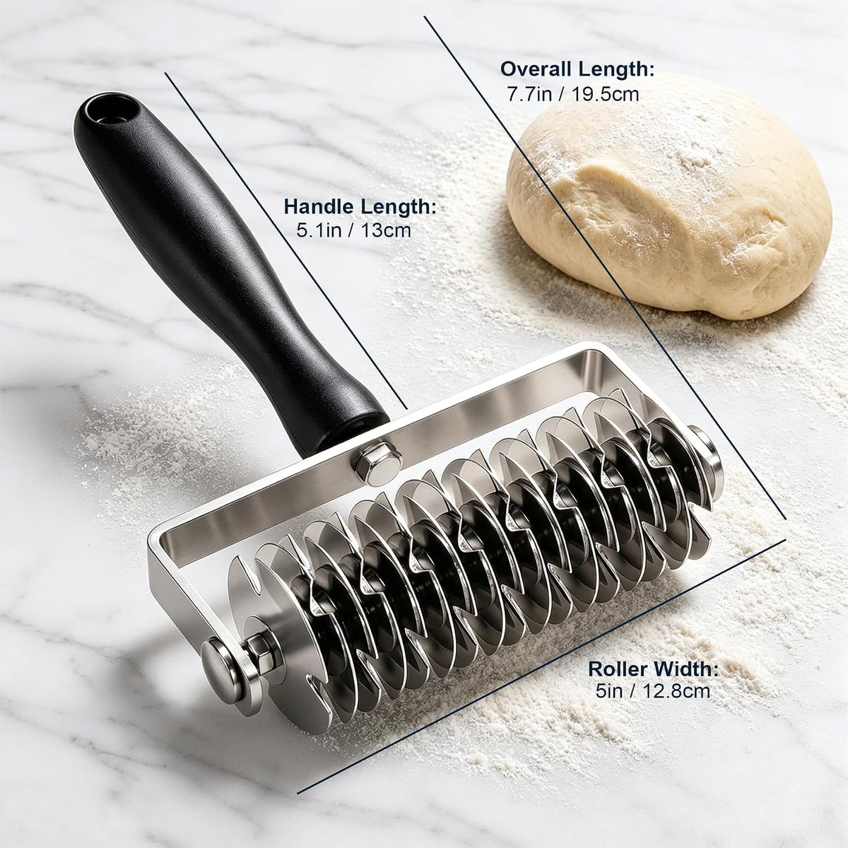 Pastry Lattice Roller Cutter, Stainless Steel Dough Lattice Cutter for Pie Crust, Puff Pastry, Pizza Dough, Bread, Tarts and Beef Wellington Baking