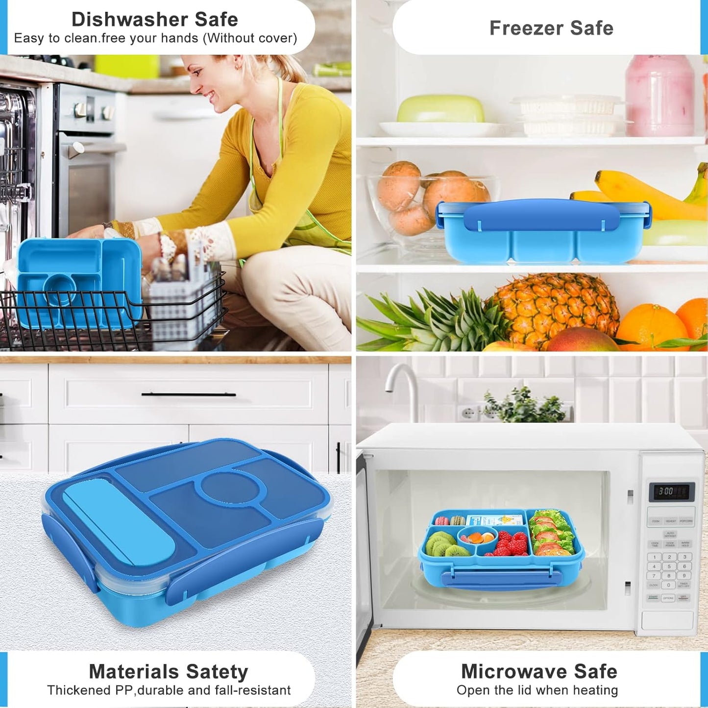 Lunch Box Kids,Bento Box Adult,Lunch Containers for Adults/Kids/Toddler,5 Compartments Bento Lunch Box with Sauce Vontainers,Microwave & Dishwasher & Freezer Safe(Purple)
