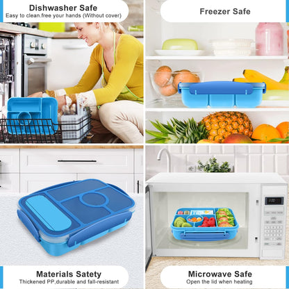 Lunch Box Kids,Bento Box Adult,Lunch Containers for Adults/Kids/Toddler,5 Compartments Bento Lunch Box with Sauce Vontainers,Microwave & Dishwasher & Freezer Safe(Purple)