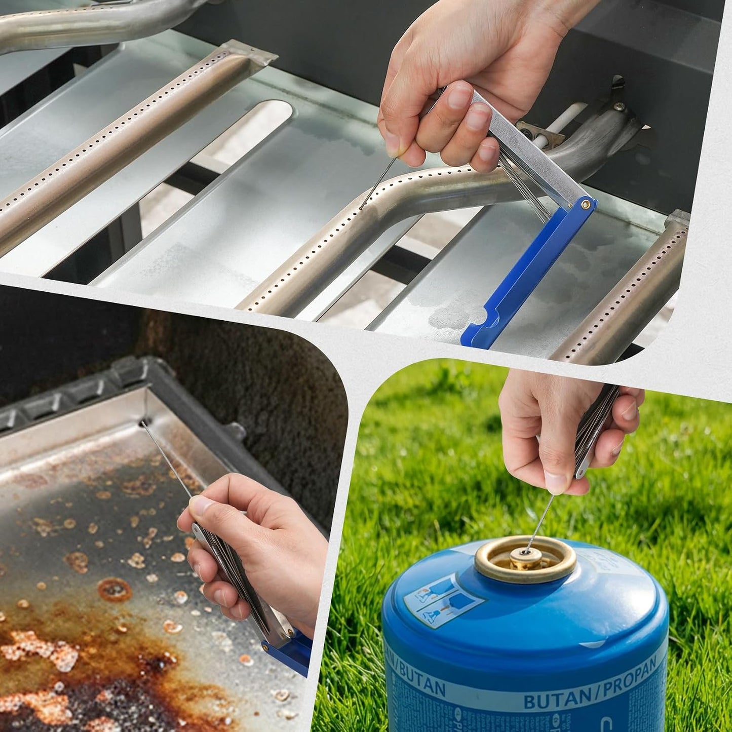 onlyfire 4-in-1 Grill Deep Cleaning Kit, Complete BBQ Cleaner Set for Gas, Charcoal, Electric & Flat-Top Grills – Heavy Duty Grill Brush, Burner Needle Cleaner & Scrapers