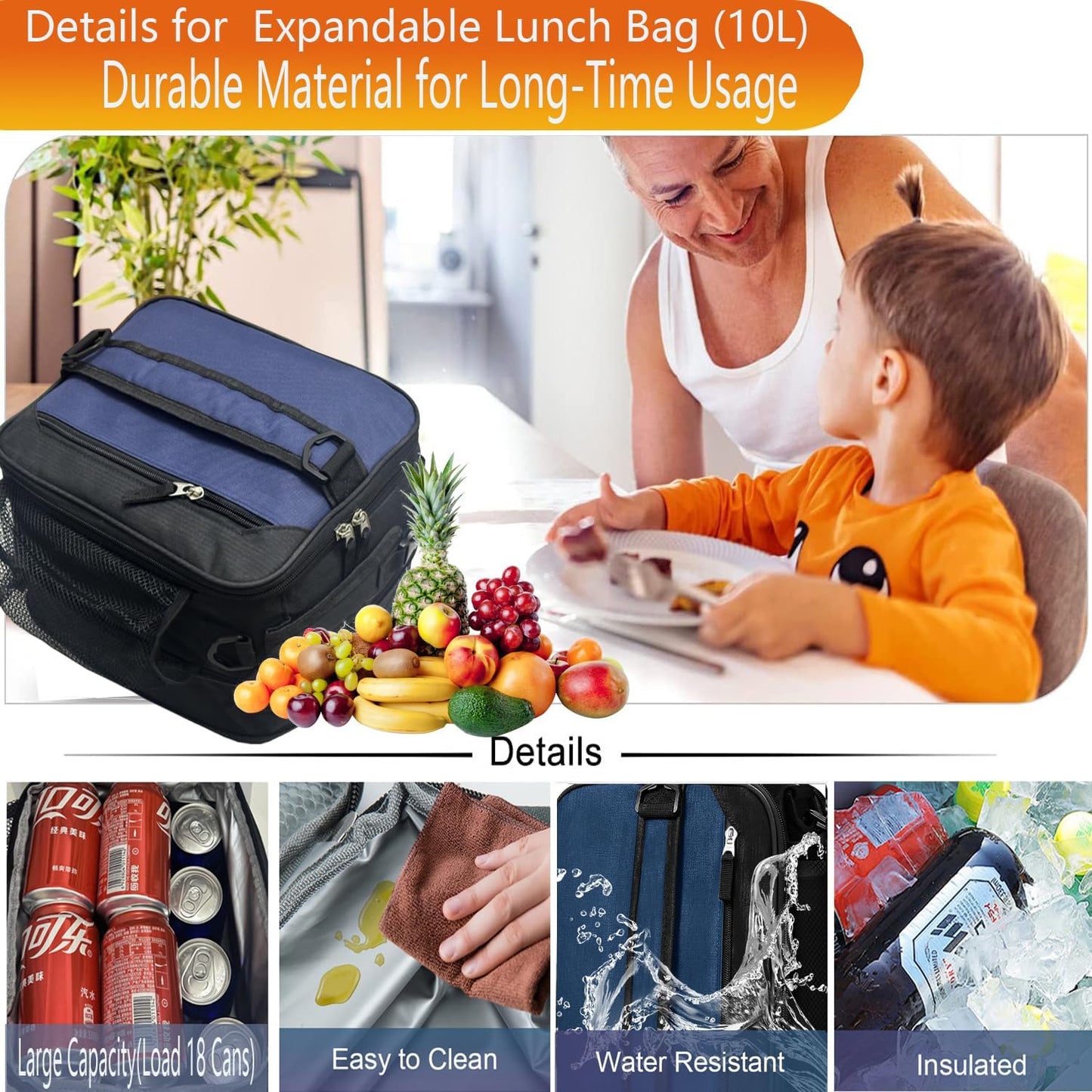 Lunch Box Insulated Lunch bag for Men Teen Kids Boys Adult Portable Stylish Small Lunchbox Special Design for Working Office school Picnic