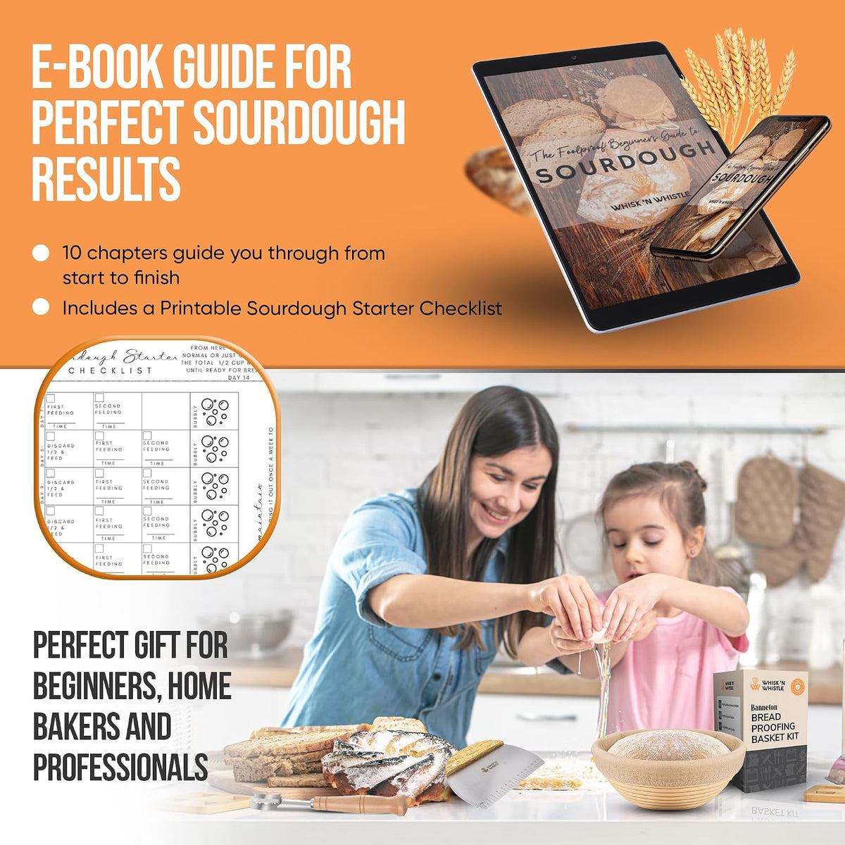 Banneton Bread Proofing Basket Set, 2 x Round 9 Inch Bread Proofing Baskets