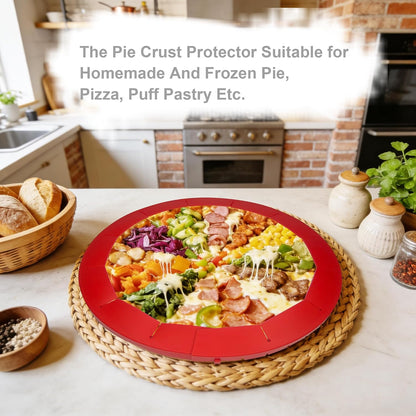 2PCS Silicone Pie Crust Shields Adjustable Pie Protectors Heavy Duty Baking Pie Crust Cover Ring Silicone Pie Edges Deep Pie Shell Dish Pizza Pan Baking Accessories Fits 8-inch to 10-inch (Green)