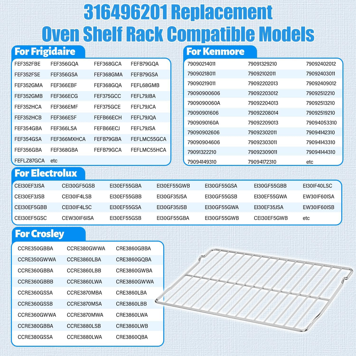 316496201 Heavy Duty Stove Oven Rack for Frigidaire Oven Rack Replacement 24.2" X 16" Stove Wire Shelf Frigidaire Range/Stove/Oven Rack 316496201,Kenmore Induction Stove Oven Racks,Stainless Steel