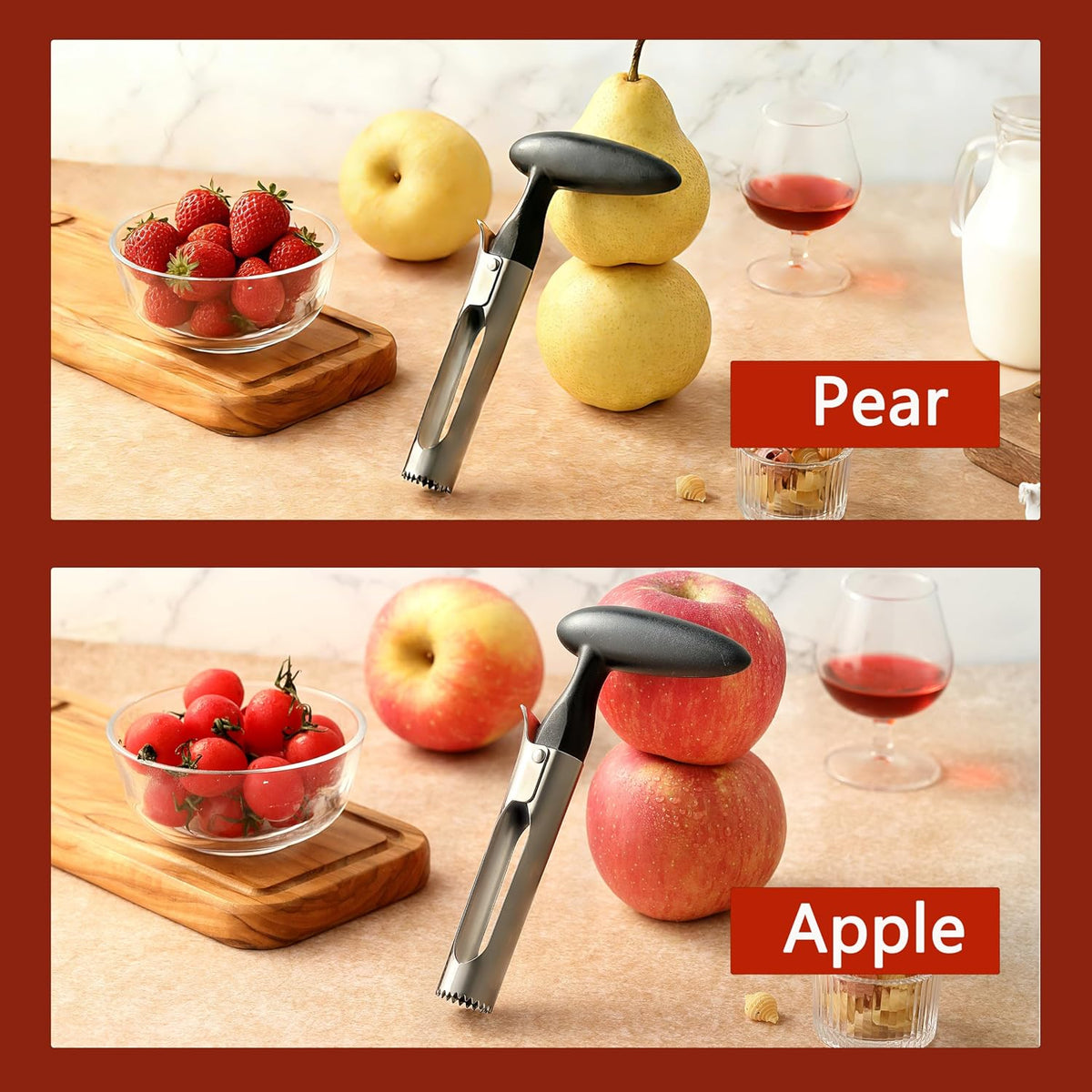 Apple Corer, Ergonomics Handle with Sharp Serrated Blade Core Remover Tool