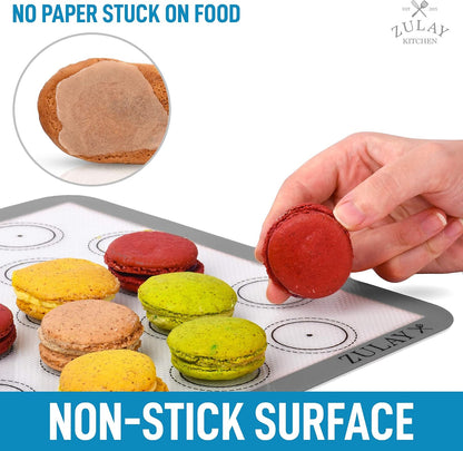 Zulay Kitchen Silicone Baking Mat – 16.5"×11.6" BPA-Free Reusable Baking Sheet, Heat Resistant 480°F – Non-Slip Border, Perfect for Cookies, Bread, Pastries & Oven Use - (Dark Gray)