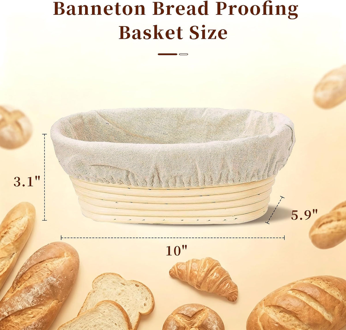Banneton Bread Proofing Basket 2 Pack 10 In Oval Sourdough Proofing Basket
