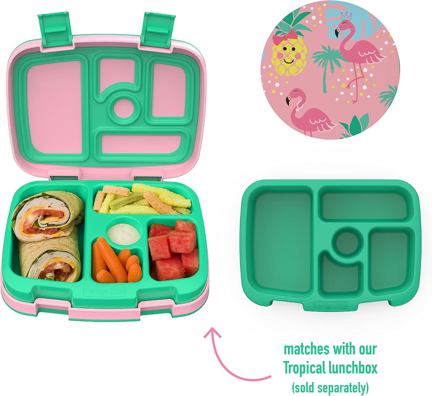 Bentgo® Kids Prints Tray with Transparent Cover - Reusable, BPA-Free, 5-Compartment Meal Prep Container with Built-In Portion Control for Healthy Meals At Home & On the Go (Mermaids in the Sea)