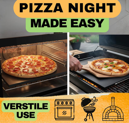 Pizza Stone for Oven and Grill Set - 5PCS Pizza Making Accessories Kit - 15 inch Pizza Stone with Handles, Pizza Peel, Pizza Cutter, Dough Tool - Baking Stone for Bread - Large Rectangular Oven Stones