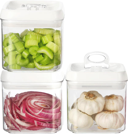 Felli Flip Tite Acrylic Food Storage Container with Lid 6” XL Air Tight Ring Seal Flip Top, Plastic Kitchen Baking Canister for 5 lb Flour Sugar Rice Protein Powder Pantry Organizer (Nest-M, White)