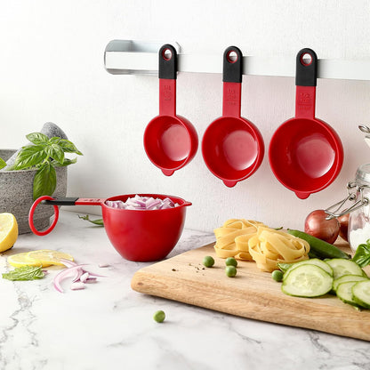Spring Chef Magnetic Measuring Cups and Spoons Set of 9, Nesting Kitchen Tool with Easy to Read Markings for Measuring Dry or Liquid Ingredient, BPA Free, Black
