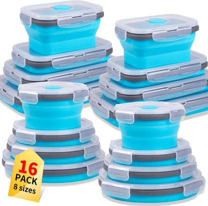 Collapsible Food Storage Containers with Lids, 4 Pack, 40 oz Silicone 1-Compartment Meal Prep Containers Reusable, Lunch Bento Boxes for Adults, Microwave Freezer Dishwasher Safe, BPA-Free, Black