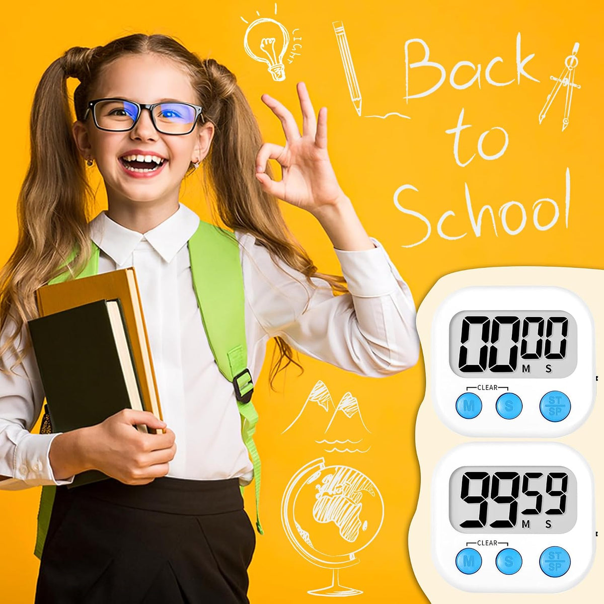 ZILLEEN Classroom Timer for Kids Teachers Digital Timers Blue Green