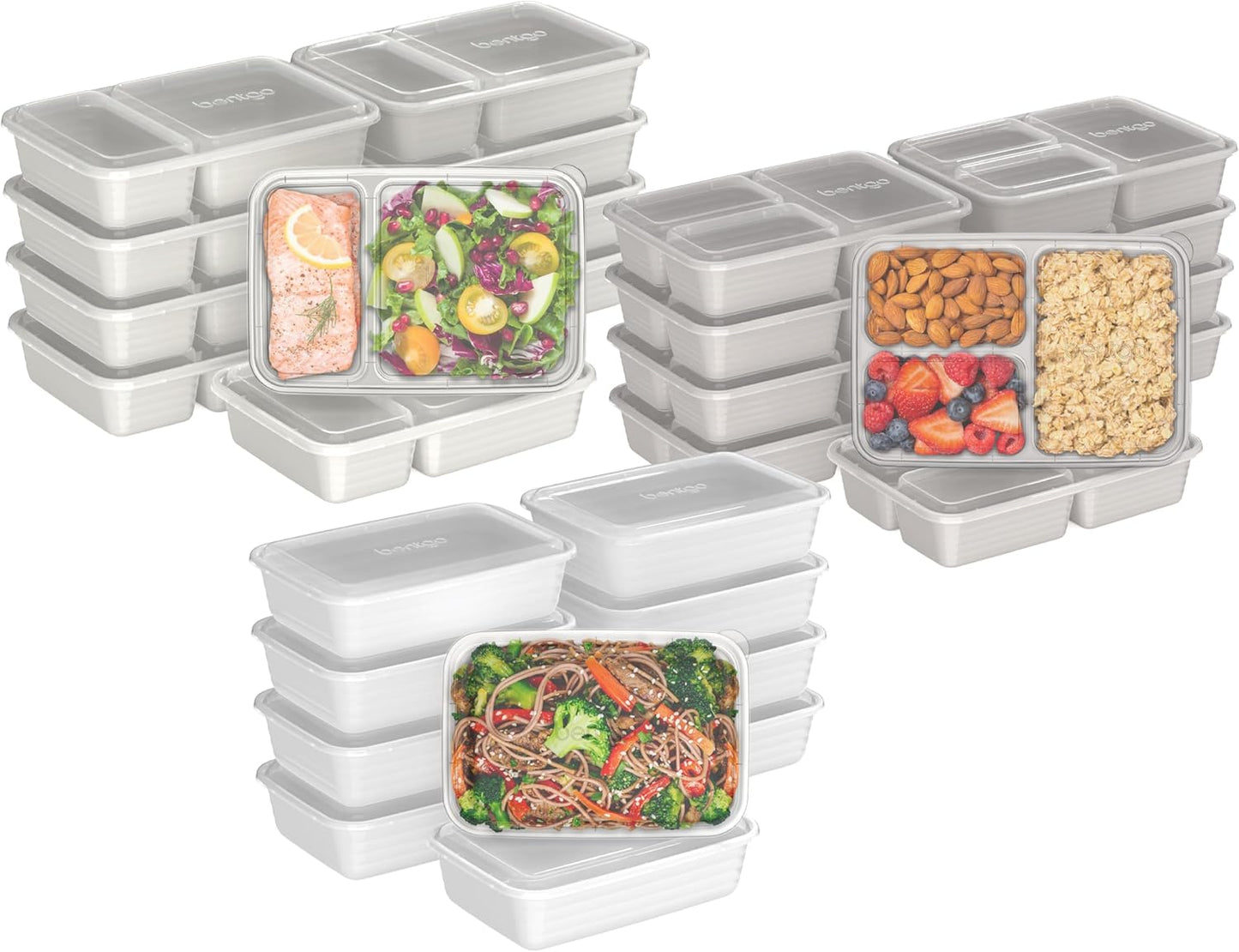 Bentgo Prep 60-Piece Meal Prep Kit - Reusable PFAS & BPA-Free Food Containers, 1-Compartment, 2-Compartment, & 3-Compartments - Microwave, Freezer, & Dishwasher Safe (Gleam Metallics)