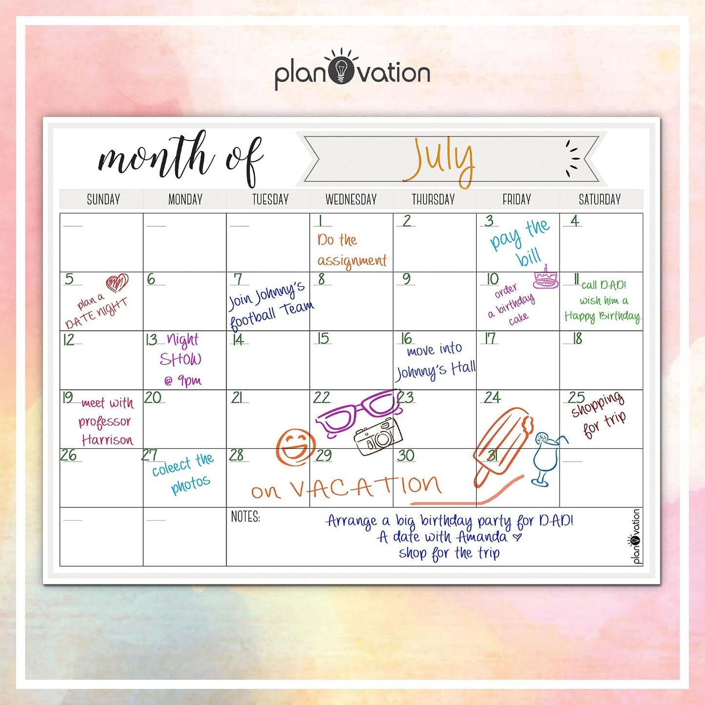 Magnetic Calendar for Refrigerator - Magnetic Dry Erase Calendar for Kids, Teens & Adults, Monthly and Weekly Planner Whiteboard - 12 x 16in (Grey)