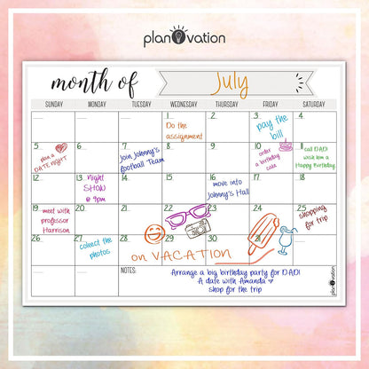 Magnetic Calendar for Refrigerator - Magnetic Dry Erase Calendar for Kids, Teens & Adults, Monthly and Weekly Planner Whiteboard - 12 x 16in (Grey)