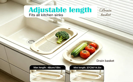 Expandable Over Sink Strainer Basket, Thick Kitchen Colander