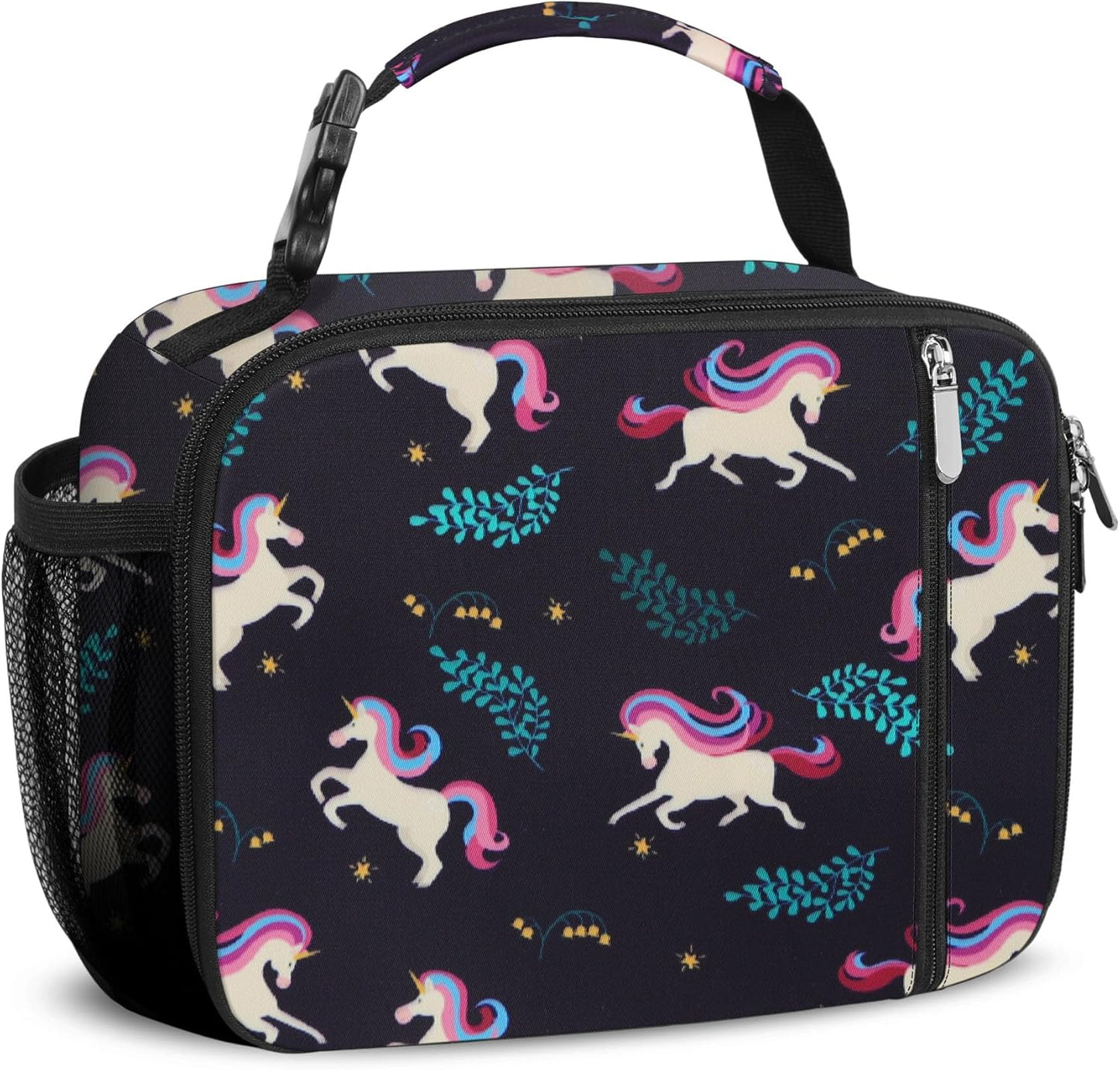 esouler Lunch Box Kids Insulated Lunch Bag for Boys & Girls Durable Children Lunchbox for School with Water Bottle Holder-Black