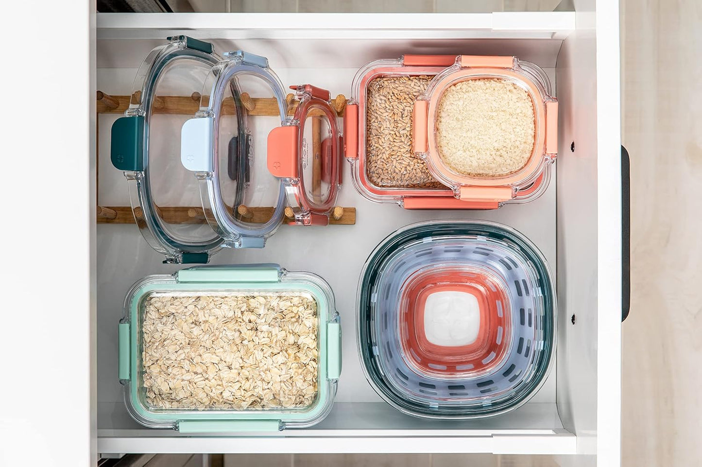 Ello Duraglass Mixed Meal Prep Sets Leak-Proof Glass Food Storage Containers with Silicone Sleeves and Airtight BPA-Free Lids, Dishwasher, Microwave, and Freezer Safe