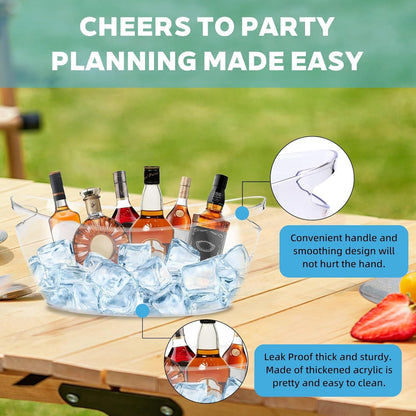 Ice Bucket 2 PCS for Parties 5.5 Liter Large Clear Champagne Beer Tub Mimosa Bar Supplies Kit Acrylic Plastic Wine Beverage Bucket with 2PCS Ice Bucket Scoop for Cocktail Bar& Mimosa Bar Supplies