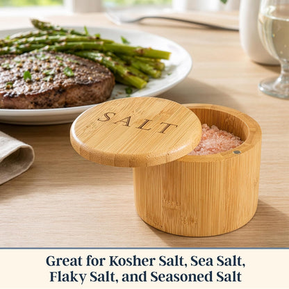 Totally Bamboo Salt Cellar with Swivel Lid, Salt Container for Countertop